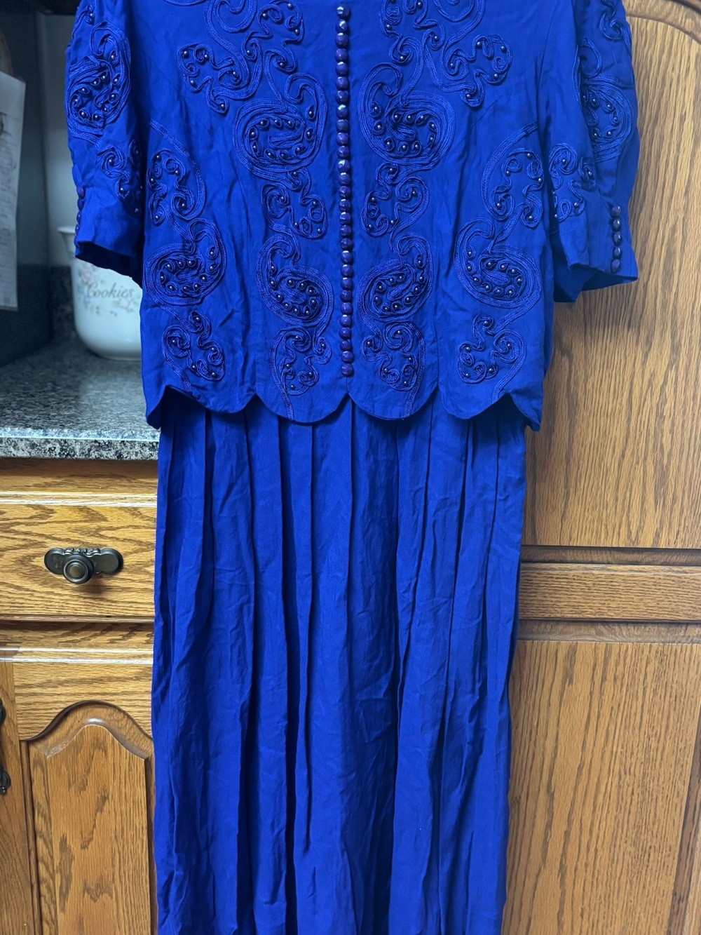 Women's Royal Blue Embroidered Maxi Dress